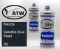 Preview: Mazda, Satellite Blue Pearl, A5: 400ml Sprühdose + 400ml Klarlack - Set, von ATW Autoteile West.